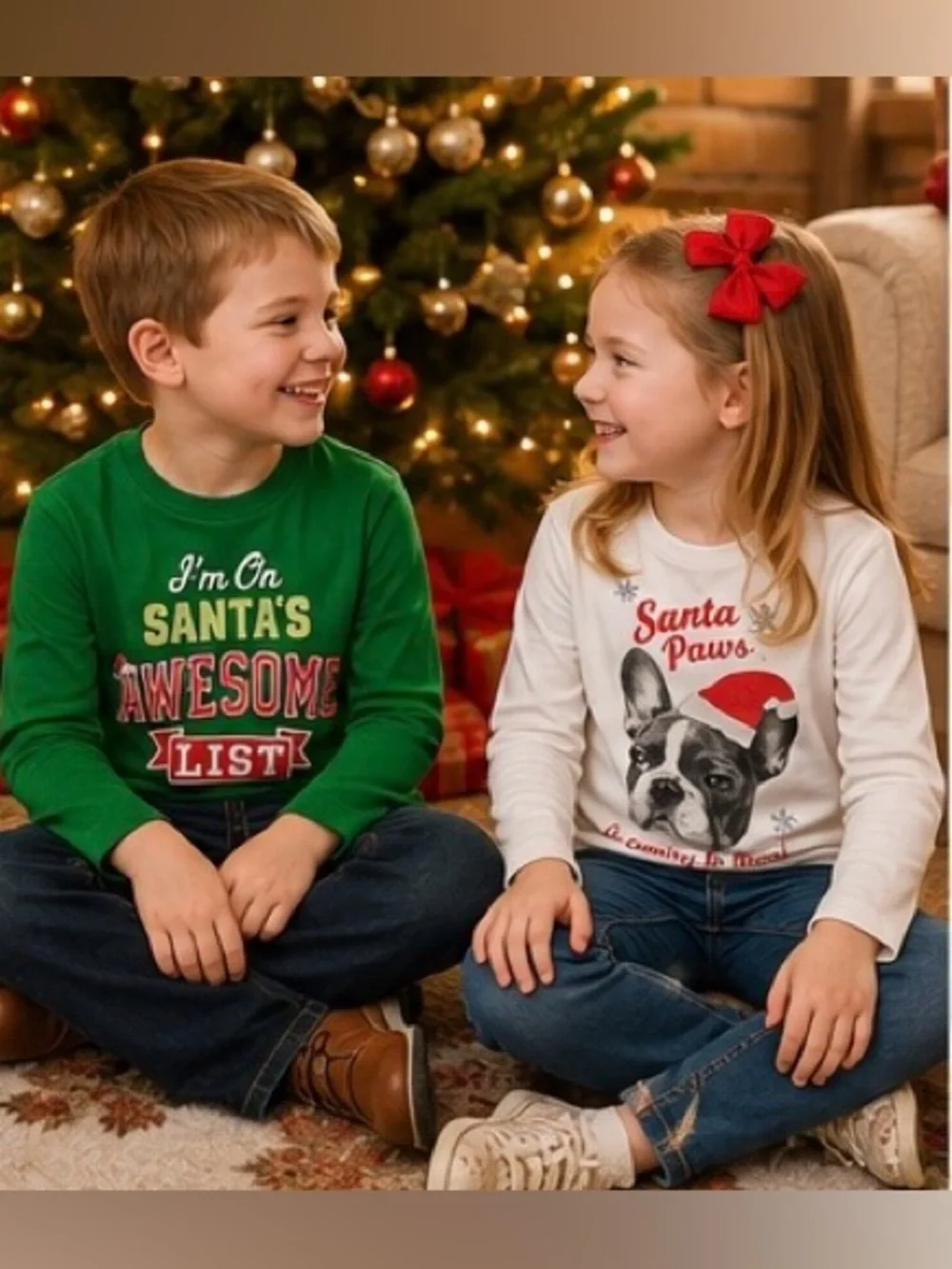 Kids Christmas Shirt Bundle 5PC Size 4/5 Small Holiday Graphic Tops Festive